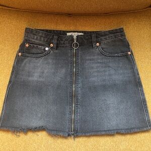 We The Free Gray Denim Zipper Front Mini Skirt Size 26